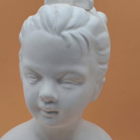 Vintage White Ceramic Bust Girl Female Head Statue Mid Century Classical Decor - Picture 3 of 15
